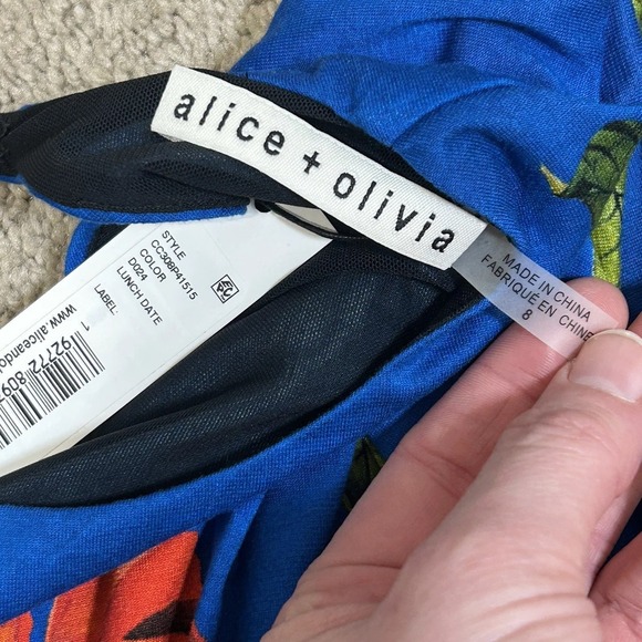 NWT Alice + Olivia Revolve Delora Open-Back Maxi Dress Size 8 Lunch Date Floral - Picture 9 of 16